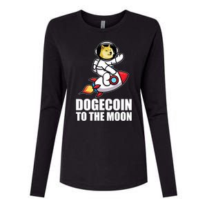 DogeCoin To The Moon Doge Crypto Womens Cotton Relaxed Long Sleeve T-Shirt