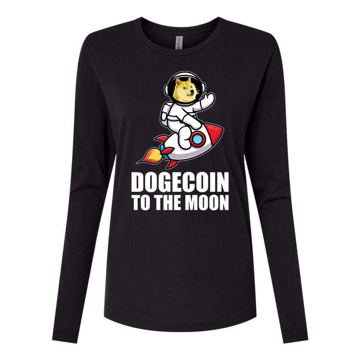 DogeCoin To The Moon Doge Crypto Womens Cotton Relaxed Long Sleeve T-Shirt