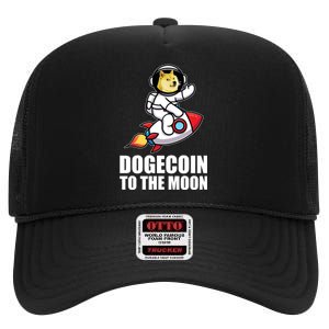 DogeCoin To The Moon Doge Crypto High Crown Mesh Back Trucker Hat