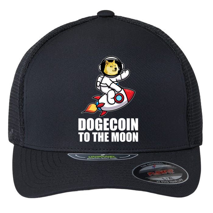 DogeCoin To The Moon Doge Crypto Flexfit Unipanel Trucker Cap