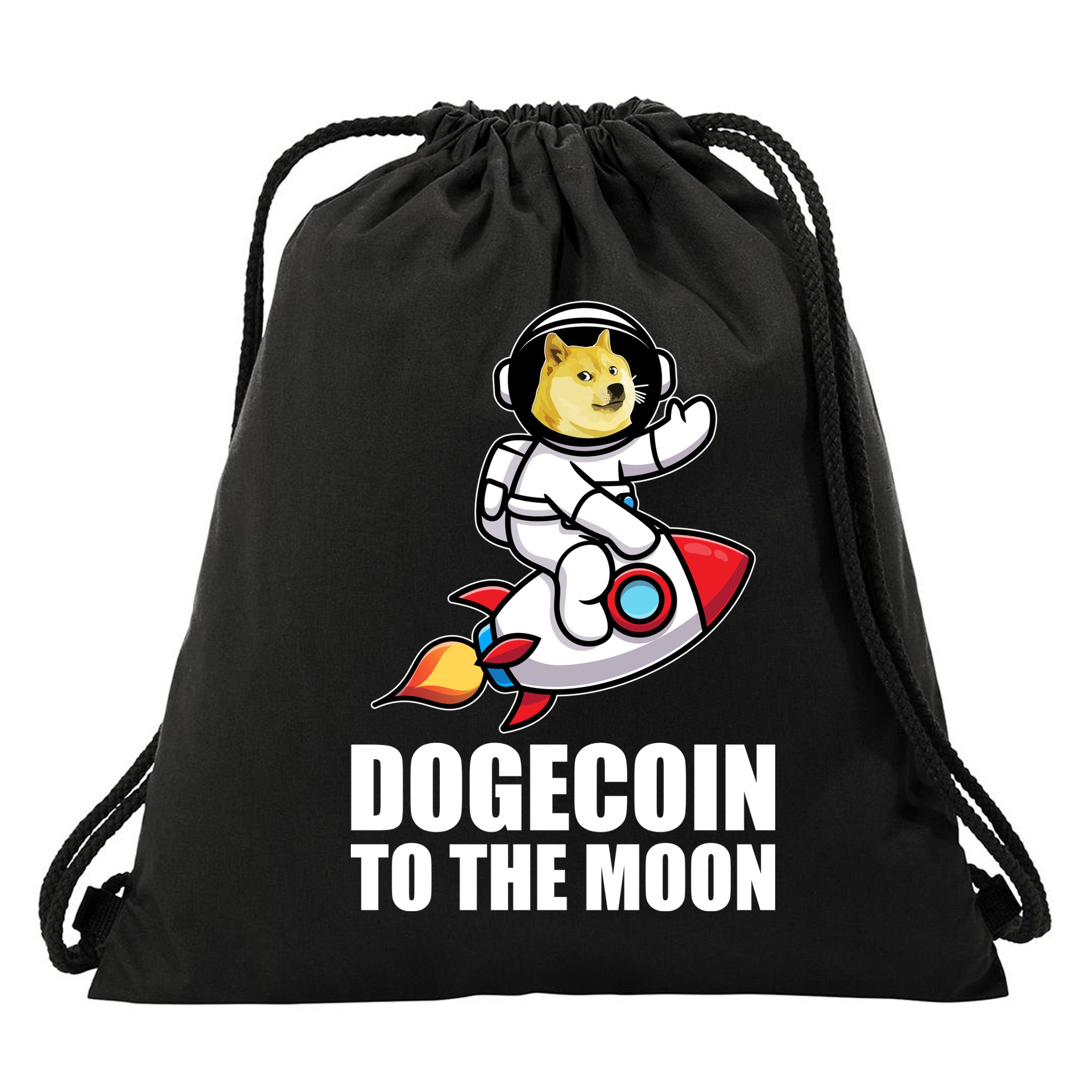 DogeCoin To The Moon Doge Crypto Drawstring Bag