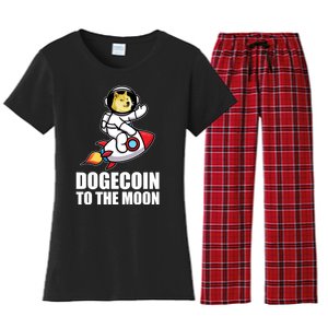 DogeCoin To The Moon Doge Crypto Women's Flannel Pajama Set