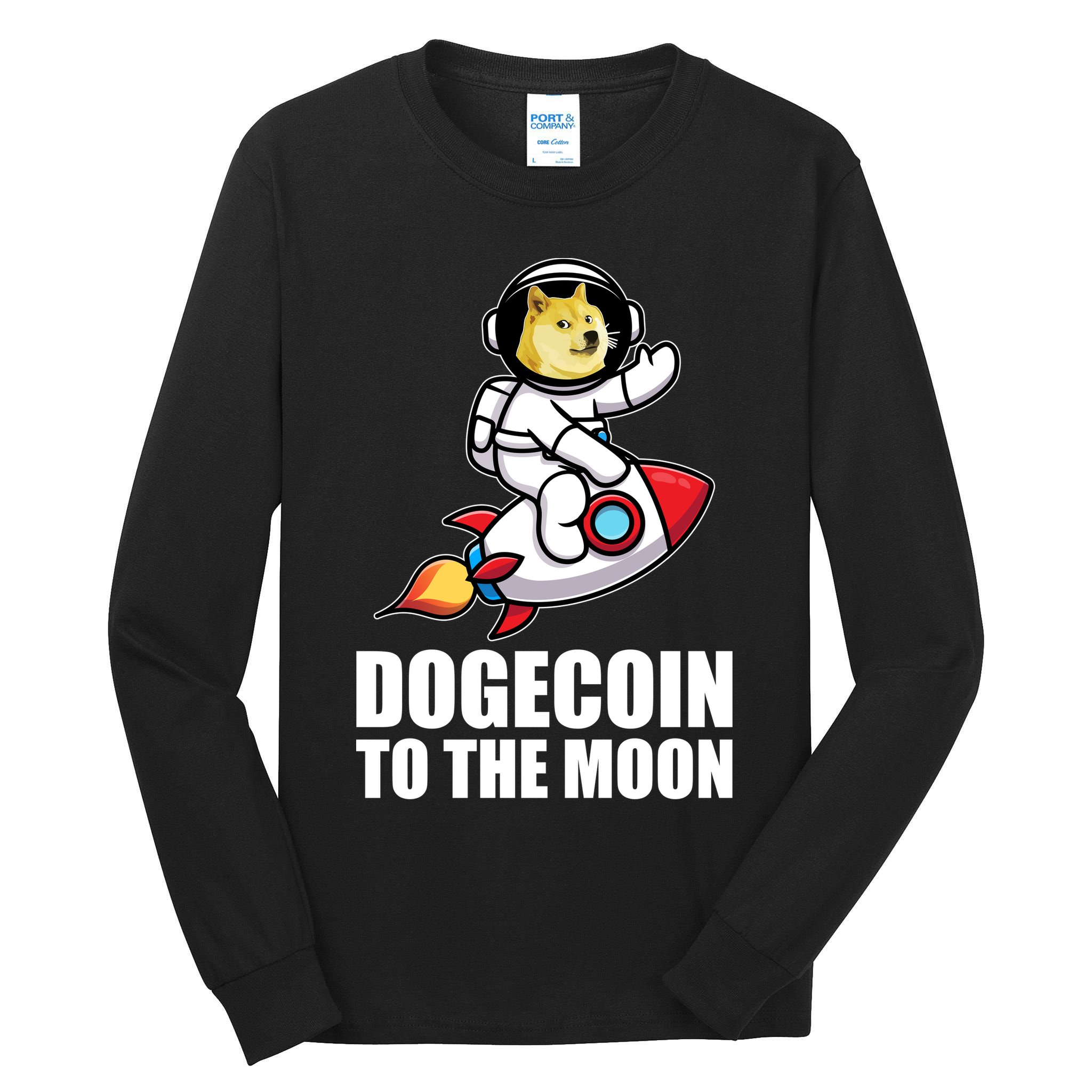 DogeCoin To The Moon Doge Crypto Tall Long Sleeve T-Shirt