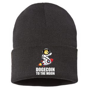 DogeCoin To The Moon Doge Crypto Sustainable Knit Beanie