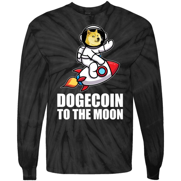 DogeCoin To The Moon Doge Crypto Tie-Dye Long Sleeve Shirt