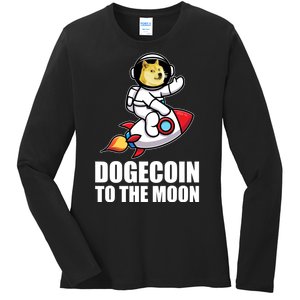 DogeCoin To The Moon Doge Crypto Ladies Long Sleeve Shirt