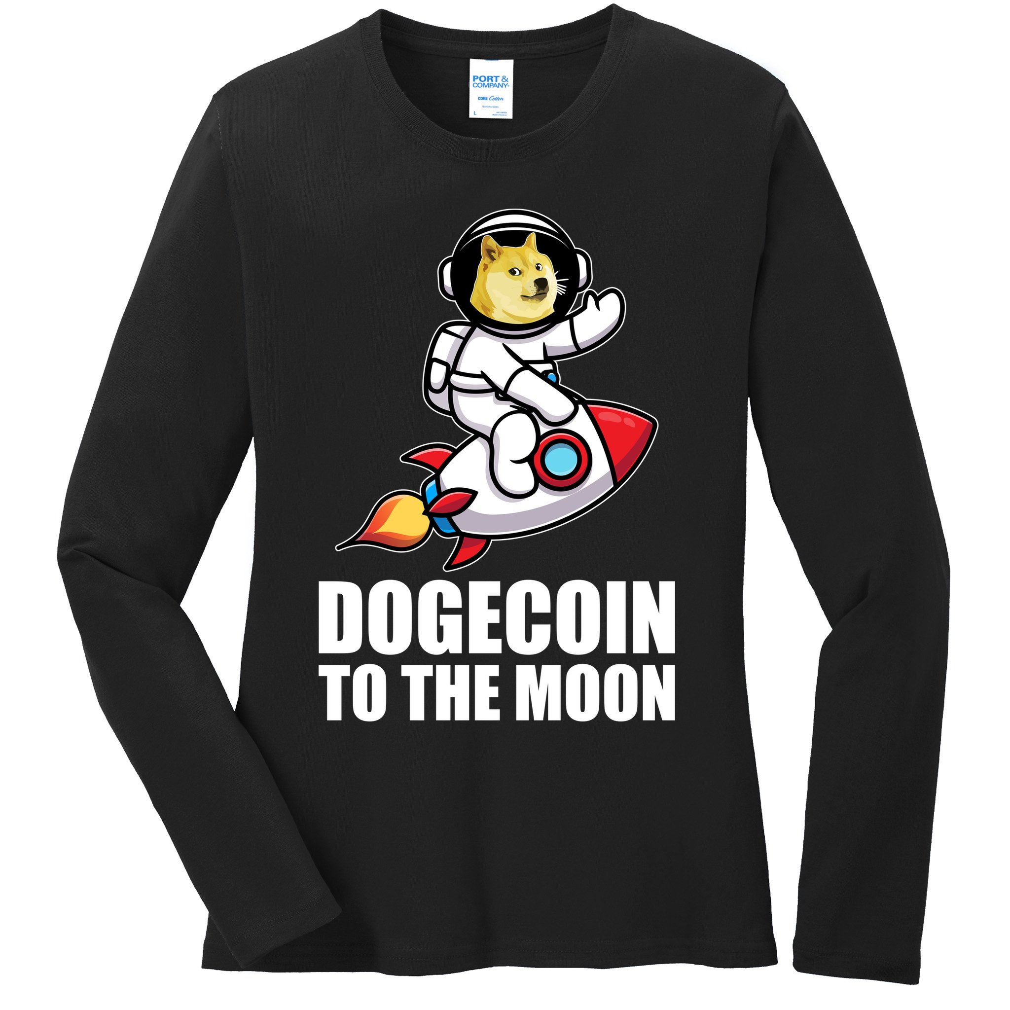 DogeCoin To The Moon Doge Crypto Ladies Long Sleeve Shirt