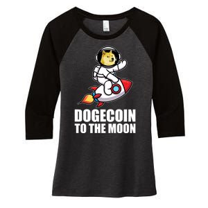 DogeCoin To The Moon Doge Crypto Women's Tri-Blend 3/4-Sleeve Raglan Shirt