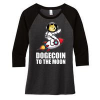 DogeCoin To The Moon Doge Crypto Women's Tri-Blend 3/4-Sleeve Raglan Shirt