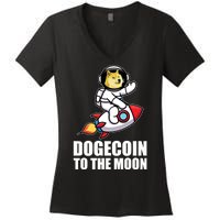 DogeCoin To The Moon Doge Crypto Women's V-Neck T-Shirt