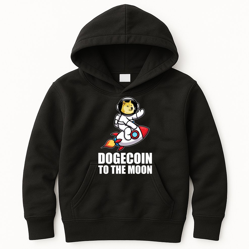 DogeCoin To The Moon Doge Crypto Kids Hoodie