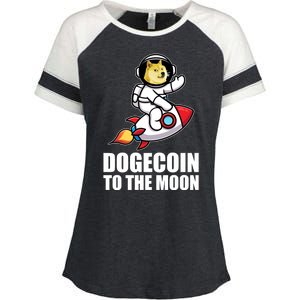 DogeCoin To The Moon Doge Crypto Enza Ladies Jersey Colorblock Tee