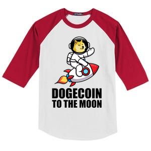 DogeCoin To The Moon Doge Crypto Kids Colorblock Raglan Jersey