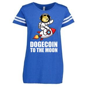 DogeCoin To The Moon Doge Crypto Enza Ladies Jersey Football T-Shirt