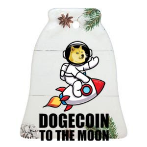 DogeCoin To The Moon Doge Crypto Ceramic Bell Ornament