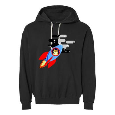 Dogecoin To the Moon Hodl Crypto Currency Garment-Dyed Fleece Hoodie