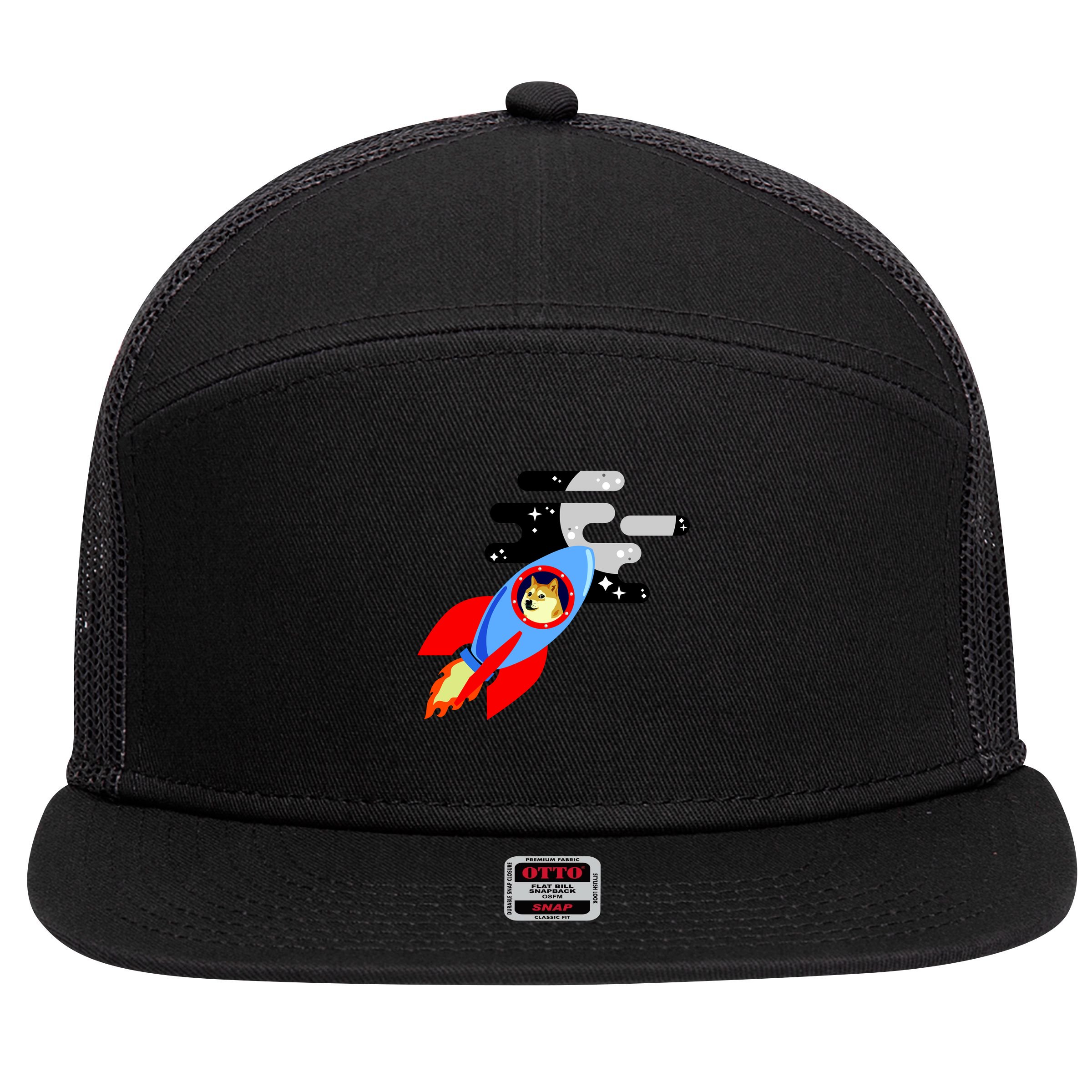 Dogecoin To the Moon Hodl Crypto Currency 7 Panel Mesh Trucker Snapback Hat