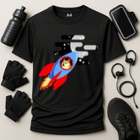 Dogecoin To the Moon Hodl Crypto Currency Cooling Performance Crew T-Shirt