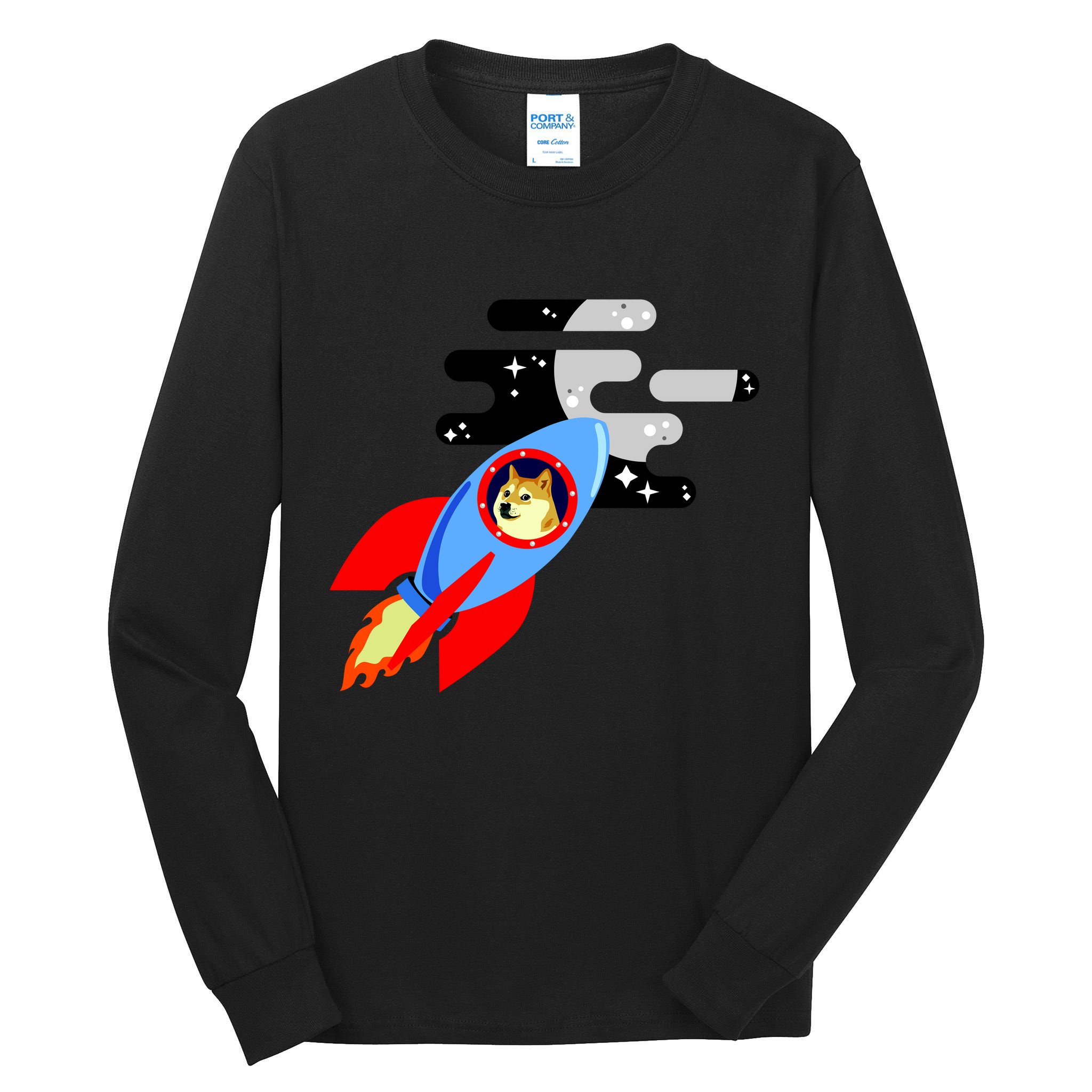 Dogecoin To the Moon Hodl Crypto Currency Tall Long Sleeve T-Shirt