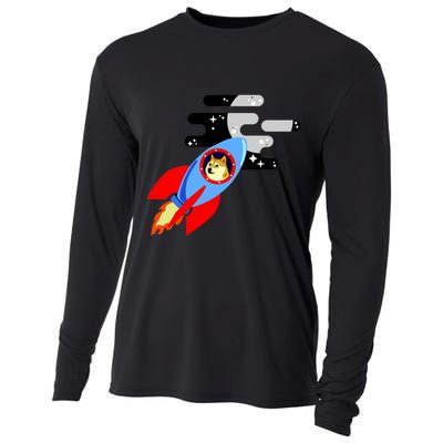 Dogecoin To the Moon Hodl Crypto Currency Cooling Performance Long Sleeve Crew