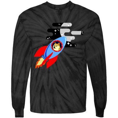 Dogecoin To the Moon Hodl Crypto Currency Tie-Dye Long Sleeve Shirt