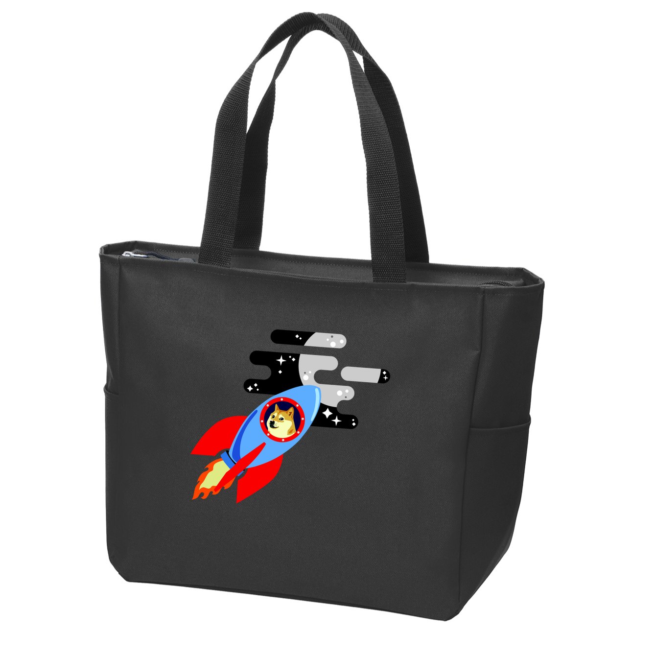 Dogecoin To the Moon Hodl Crypto Currency Zip Tote Bag