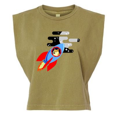 Dogecoin To the Moon Hodl Crypto Currency Garment-Dyed Women's Muscle Tee