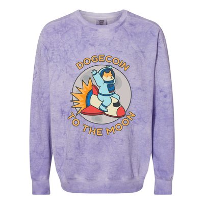 Dogecoin To The Moon Logo Colorblast Crewneck Sweatshirt