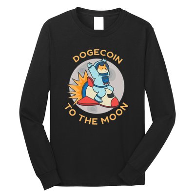 Dogecoin To The Moon Logo Long Sleeve Shirt