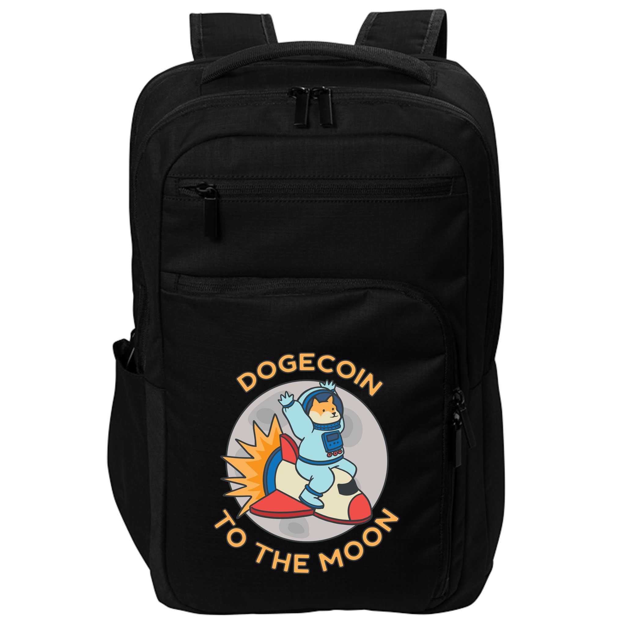 Dogecoin To The Moon Logo Impact Tech Backpack