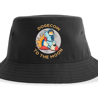 Dogecoin To The Moon Logo Sustainable Bucket Hat