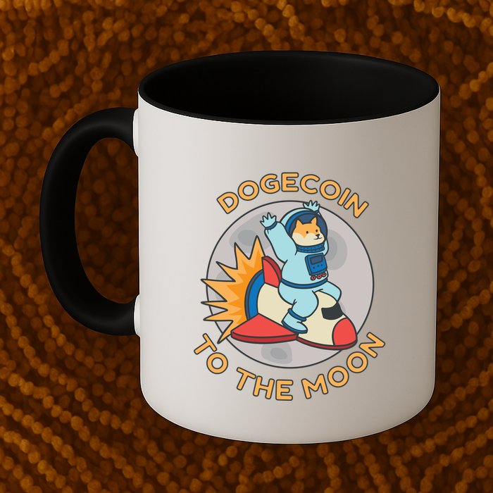 Dogecoin To The Moon Logo Mug