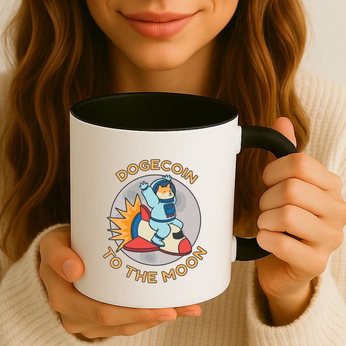 Dogecoin To The Moon Logo Mug