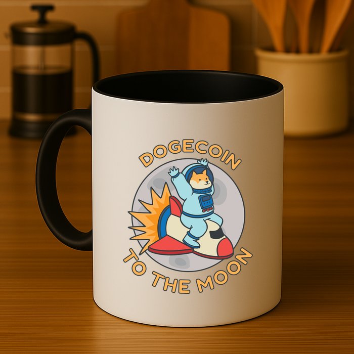 Dogecoin To The Moon Logo Mug