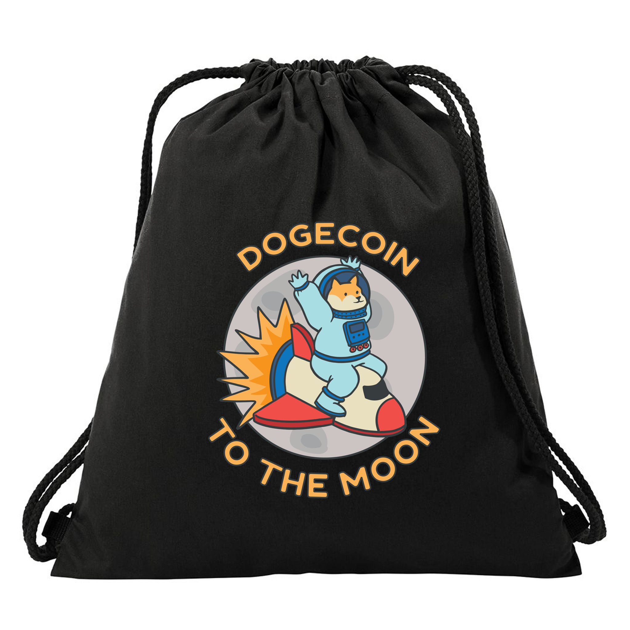 Dogecoin To The Moon Logo Drawstring Bag