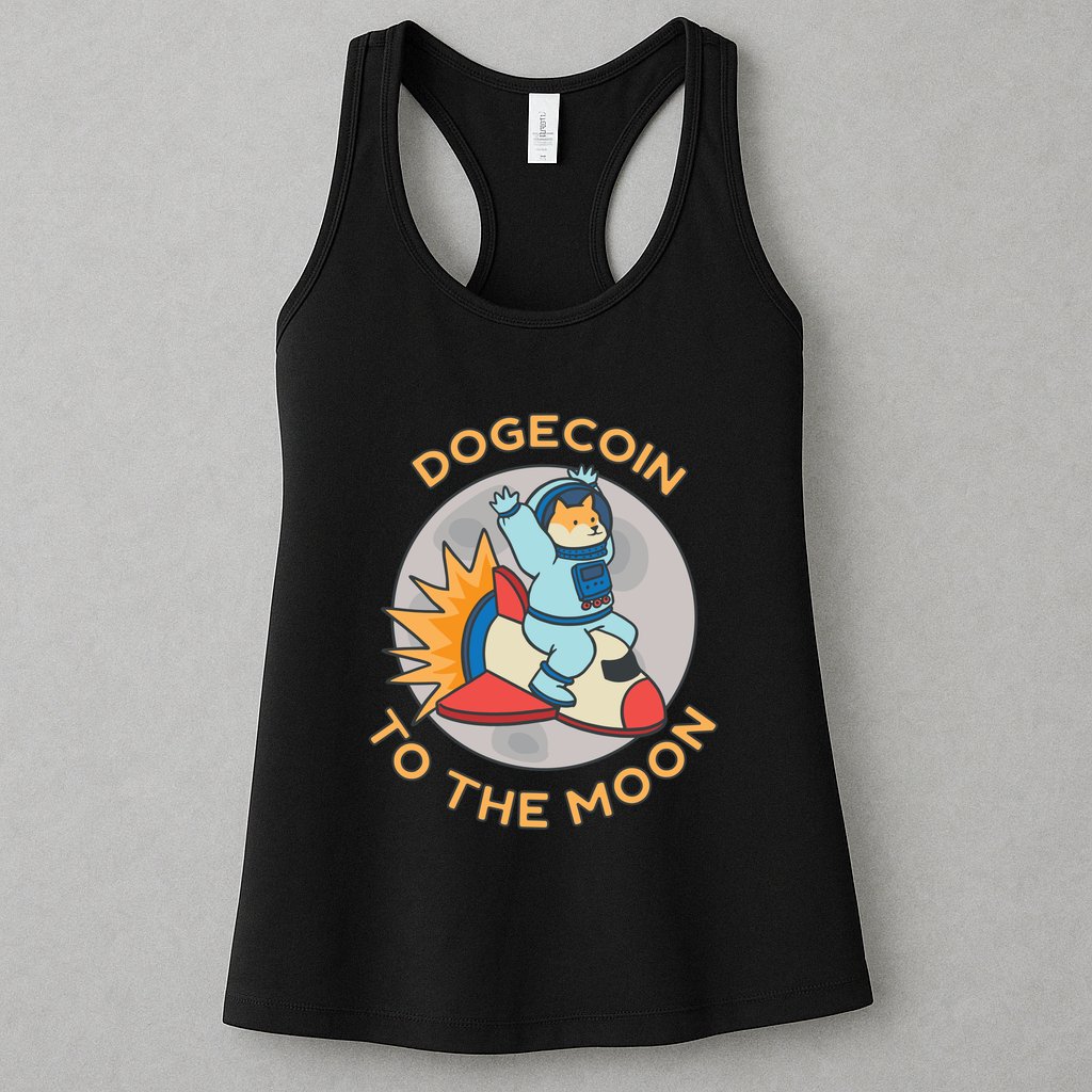 Dogecoin To The Moon Logo Womens Tank Top