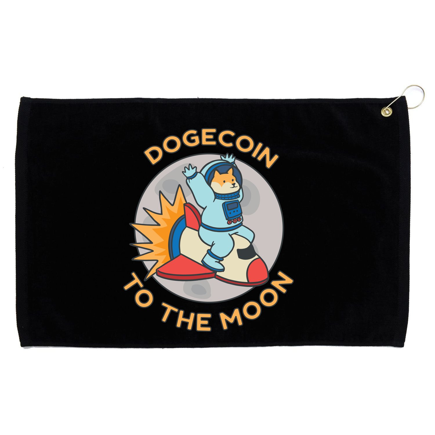 Dogecoin To The Moon Logo Grommeted Golf Towel