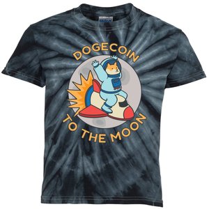 Dogecoin To The Moon Logo Kids Tie-Dye T-Shirt