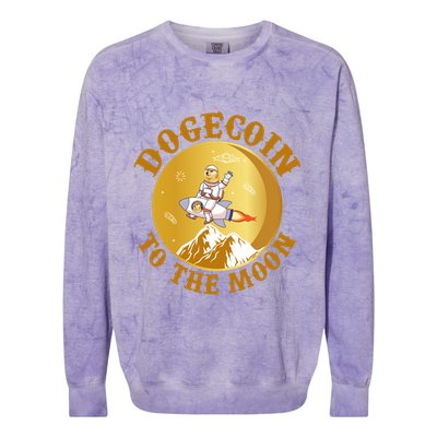 Dogecoin Vintage To The Moon Colorblast Crewneck Sweatshirt