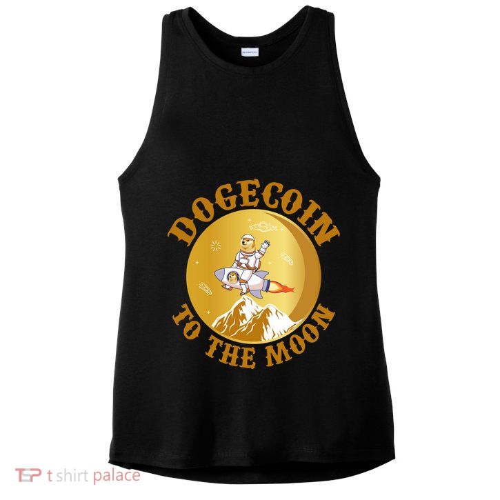 Dogecoin Vintage To The Moon Ladies PosiCharge Tri-Blend Wicking Tank
