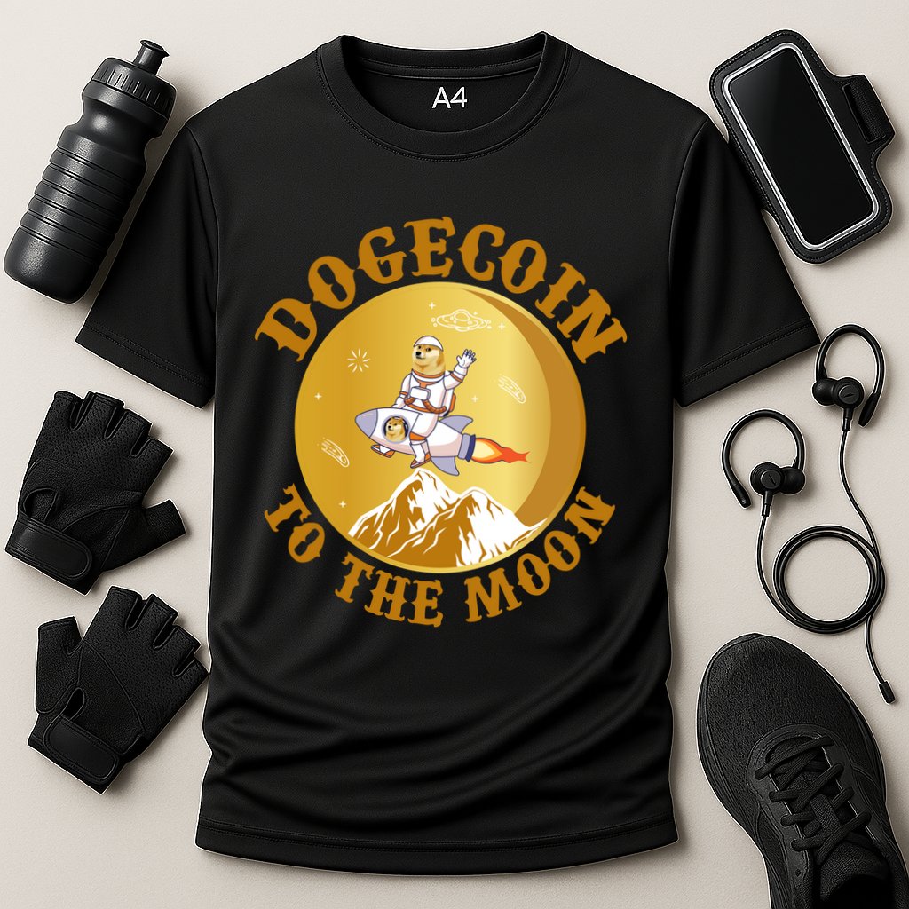 Dogecoin Vintage To The Moon Cooling Performance Crew T-Shirt