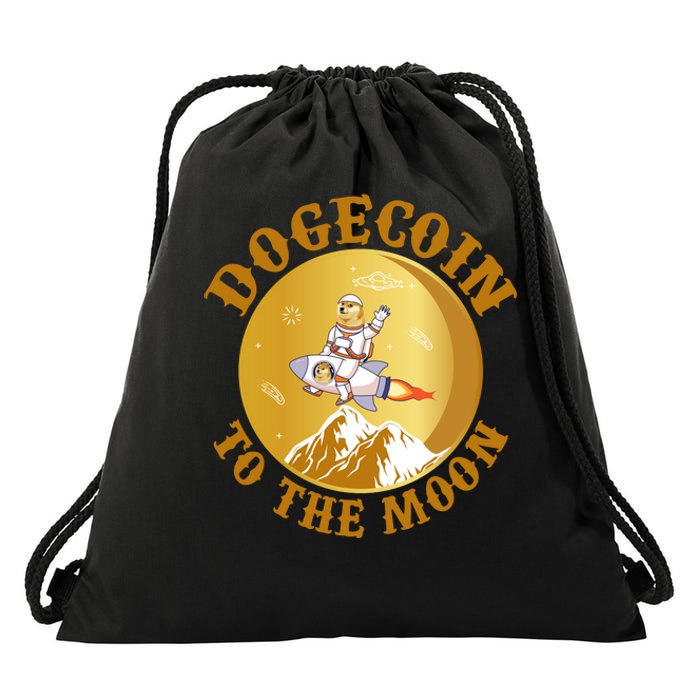 Dogecoin Vintage To The Moon Drawstring Bag