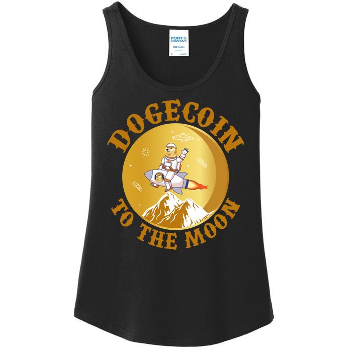 Dogecoin Vintage To The Moon Ladies Essential Tank