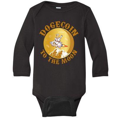 Dogecoin Vintage To The Moon Baby Long Sleeve Bodysuit