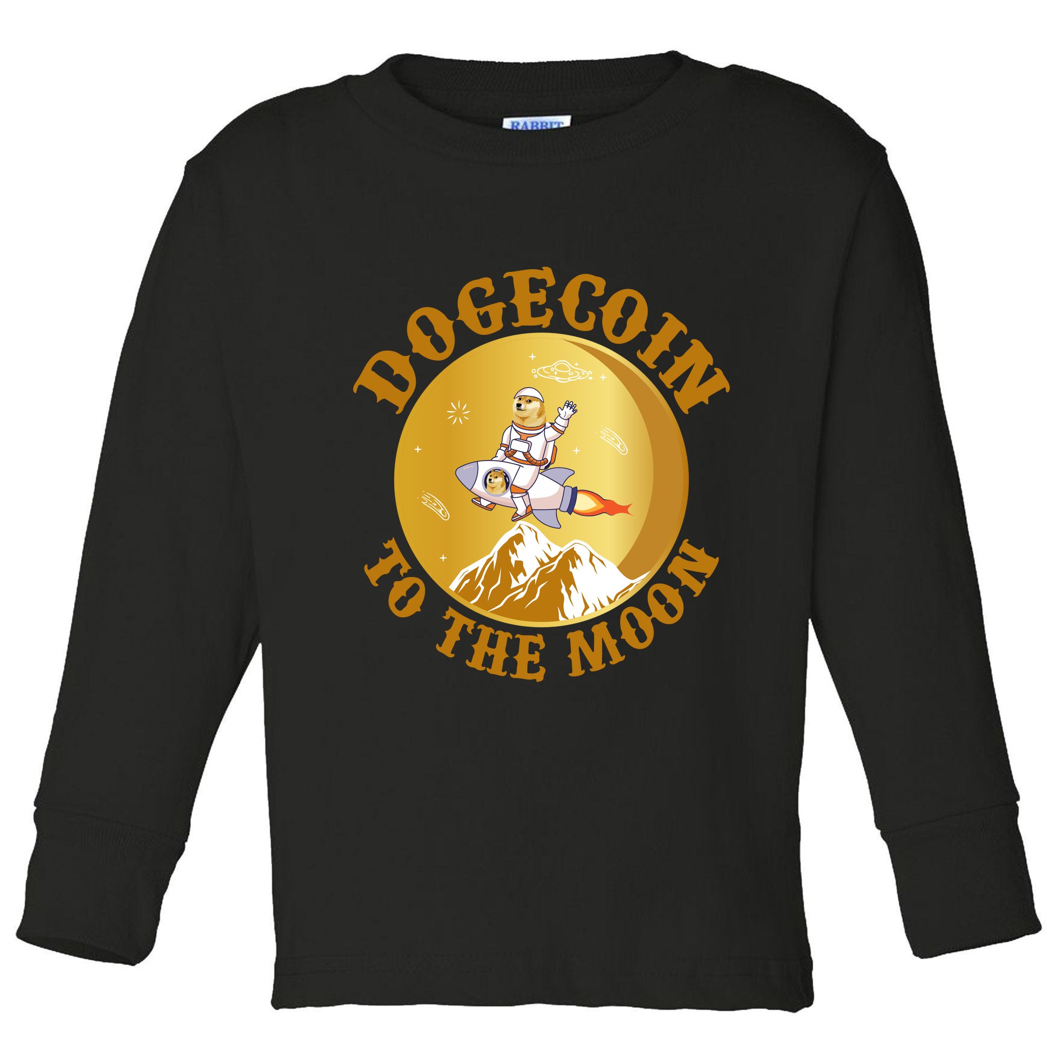 Dogecoin Vintage To The Moon Toddler Long Sleeve Shirt