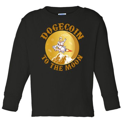 Dogecoin Vintage To The Moon Toddler Long Sleeve Shirt