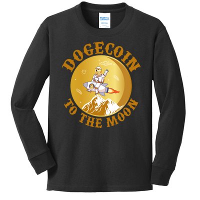 Dogecoin Vintage To The Moon Kids Long Sleeve Shirt