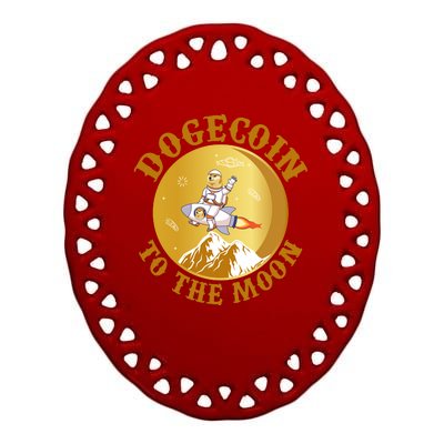 Dogecoin Vintage To The Moon Ceramic Oval Ornament