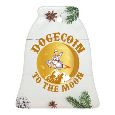 Dogecoin Vintage To The Moon Ceramic Bell Ornament