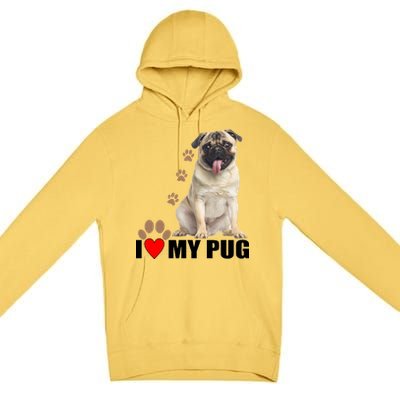 Dogs - I Love My Pug Premium Pullover Hoodie